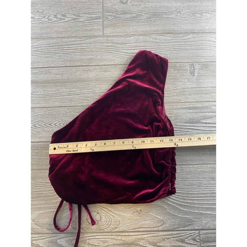 Lulu's VELVET ONE SHOULDER CROP TOP WOMENS SIZE Large Side Cinch Zipper NWT - Picture 6 of 10